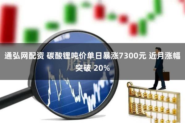 通弘网配资 碳酸锂吨价单日暴涨7300元 近月涨幅突破 20%
